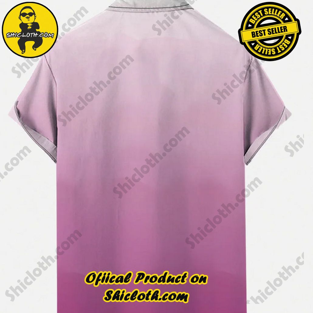 Vintage Gradient Purple And White Stripes Halloween Pumpkin Printing Short Sleeve Shirt Vintage Gradient Purple And White Stripes Halloween Pumpkin Printing Short Sleeve Shirt