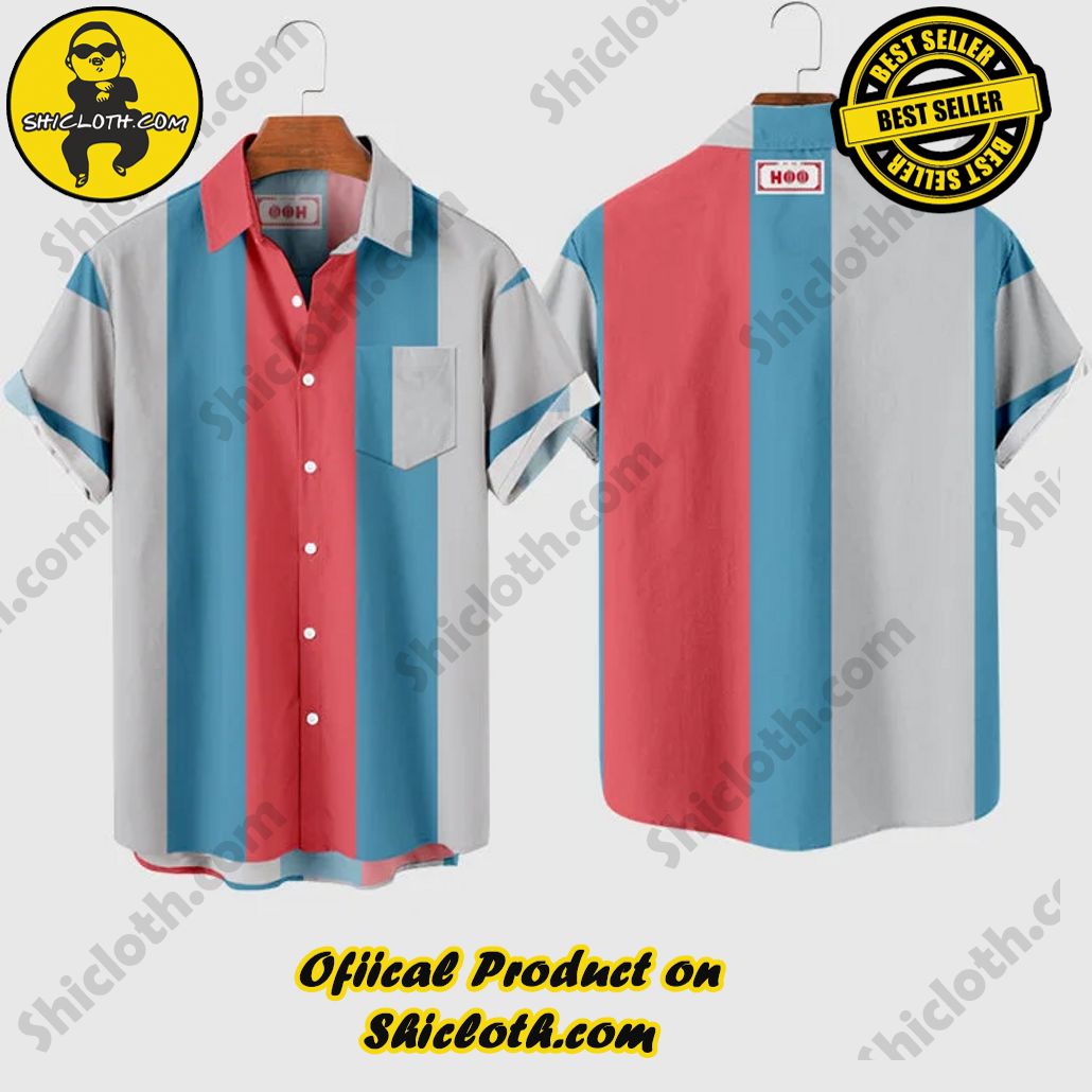 Vintage Gray, Blue and Pink Stripe Printing Men’s Short Sleeve Shirt Vintage Gray, Blue and Pink Stripe Printing Men’s Short Sleeve Shirt