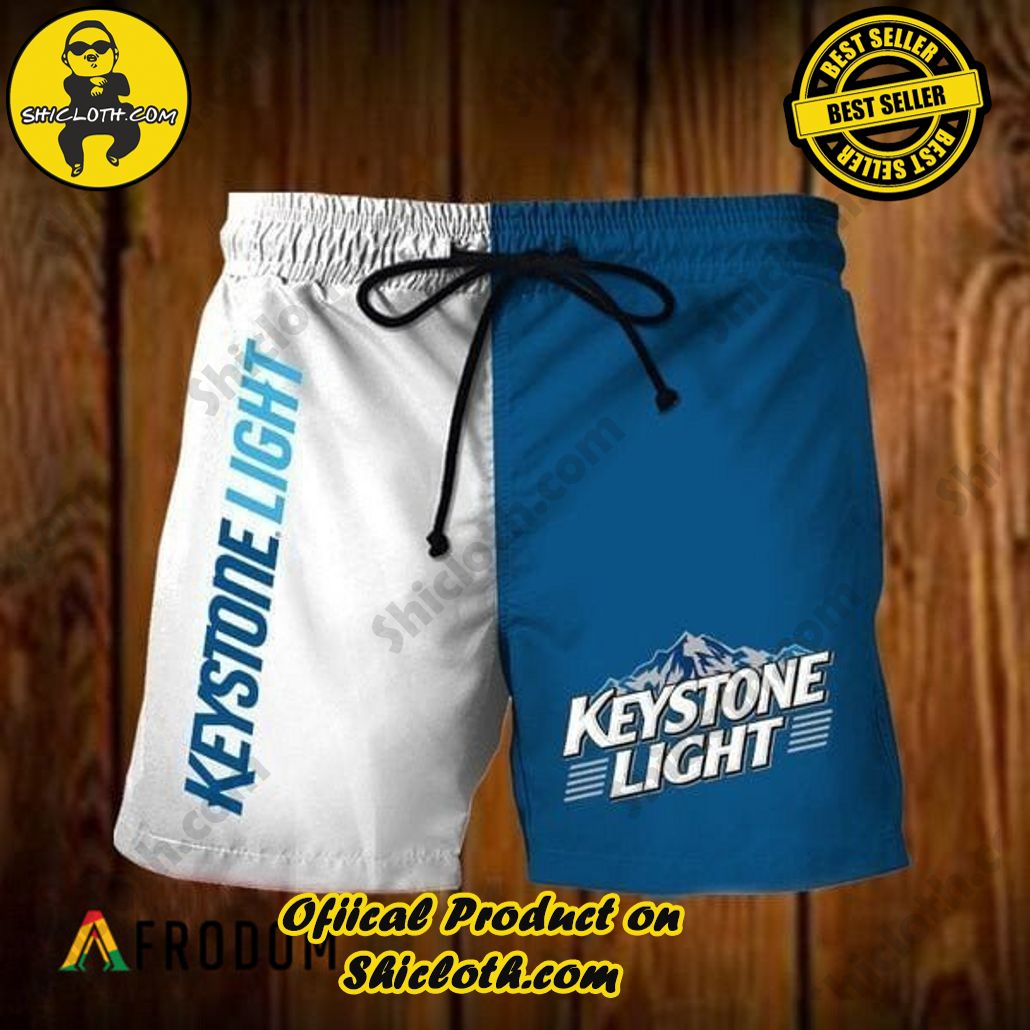 Shicloth's Island Chic: Unleash the Summer Spirit with Our Hawaiian Shirt and Shorts Ensemble 251 Vintage Keystone Light Hawaiian Shorts