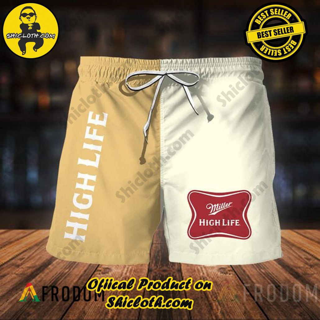 Shicloth's Island Chic: Unleash the Summer Spirit with Our Hawaiian Shirt and Shorts Ensemble 254 Vintage Miller High Life Hawaiian Shorts