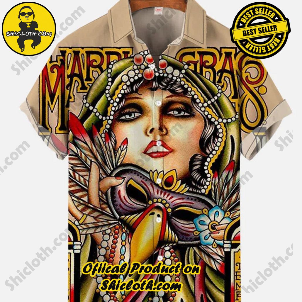 Bare the Breeze: Shiclothshop's Short Sleeve Shirts Unveiled 181 Vintage New Orleans Mardi Gras Art Print Short Sleeve Shirt