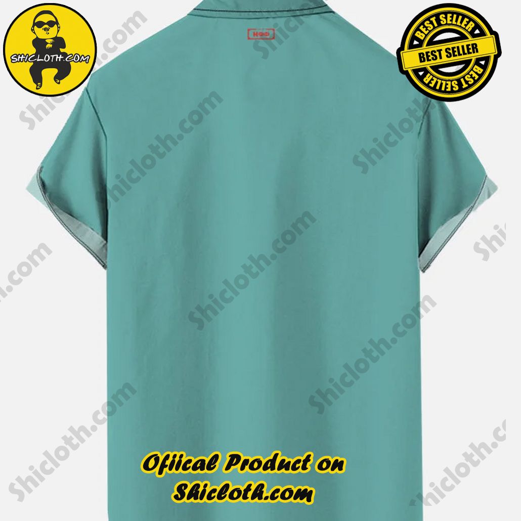 Vintage Pin Up Art Green Uniform Girl And Fighter Plane Printing Short Sleeve Shirt Vintage Pin Up Art Green Uniform Girl And Fighter Plane Printing Short Sleeve Shirt