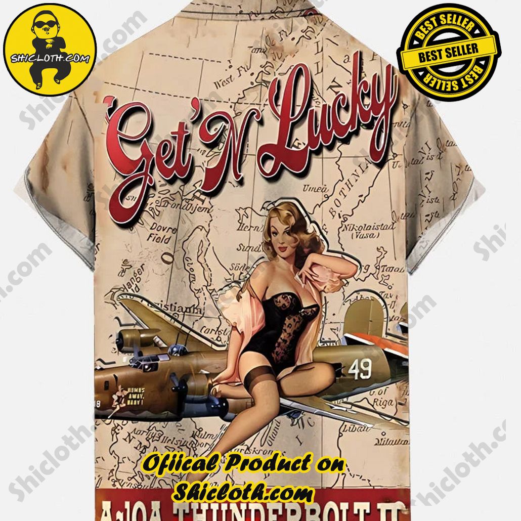 Vintage Pin Up Art Map Background Attack Aircraft And Beauty Printing Short Sleeve Shirt Vintage Pin Up Art Map Background Attack Aircraft And Beauty Printing Short Sleeve Shirt