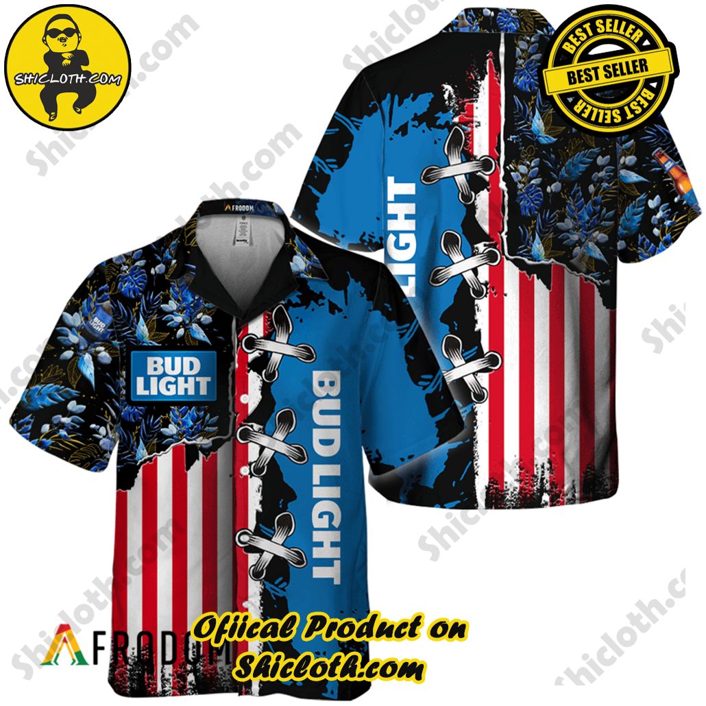 Shicloth's Island Chic: Unleash the Summer Spirit with Our Hawaiian Shirt and Shorts Ensemble 269 Vintage Tropical Flower Bud Light Hawaiian Shirt
