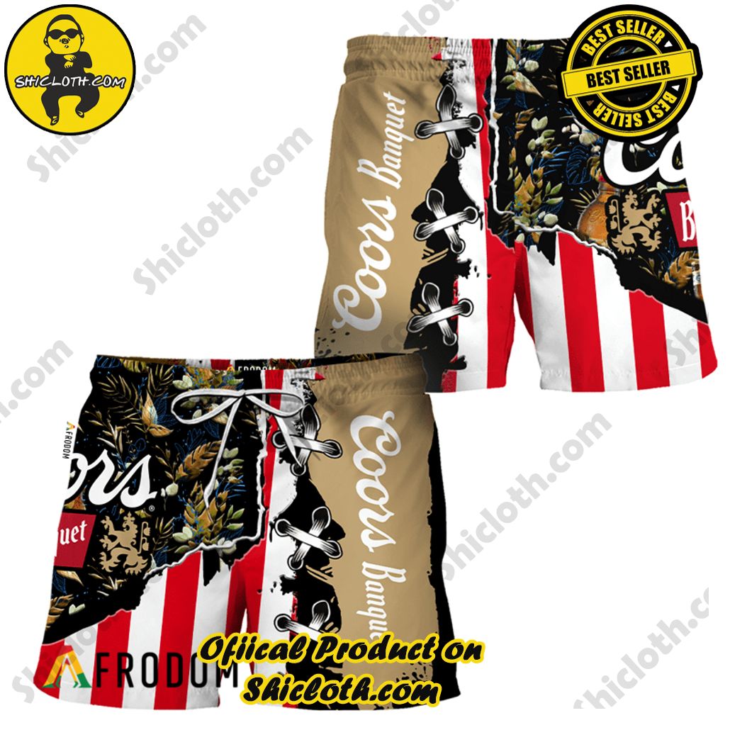 Shicloth's Island Chic: Unleash the Summer Spirit with Our Hawaiian Shirt and Shorts Ensemble 275 Vintage Tropical Flower Coors Banquet Hawaiian Shorts
