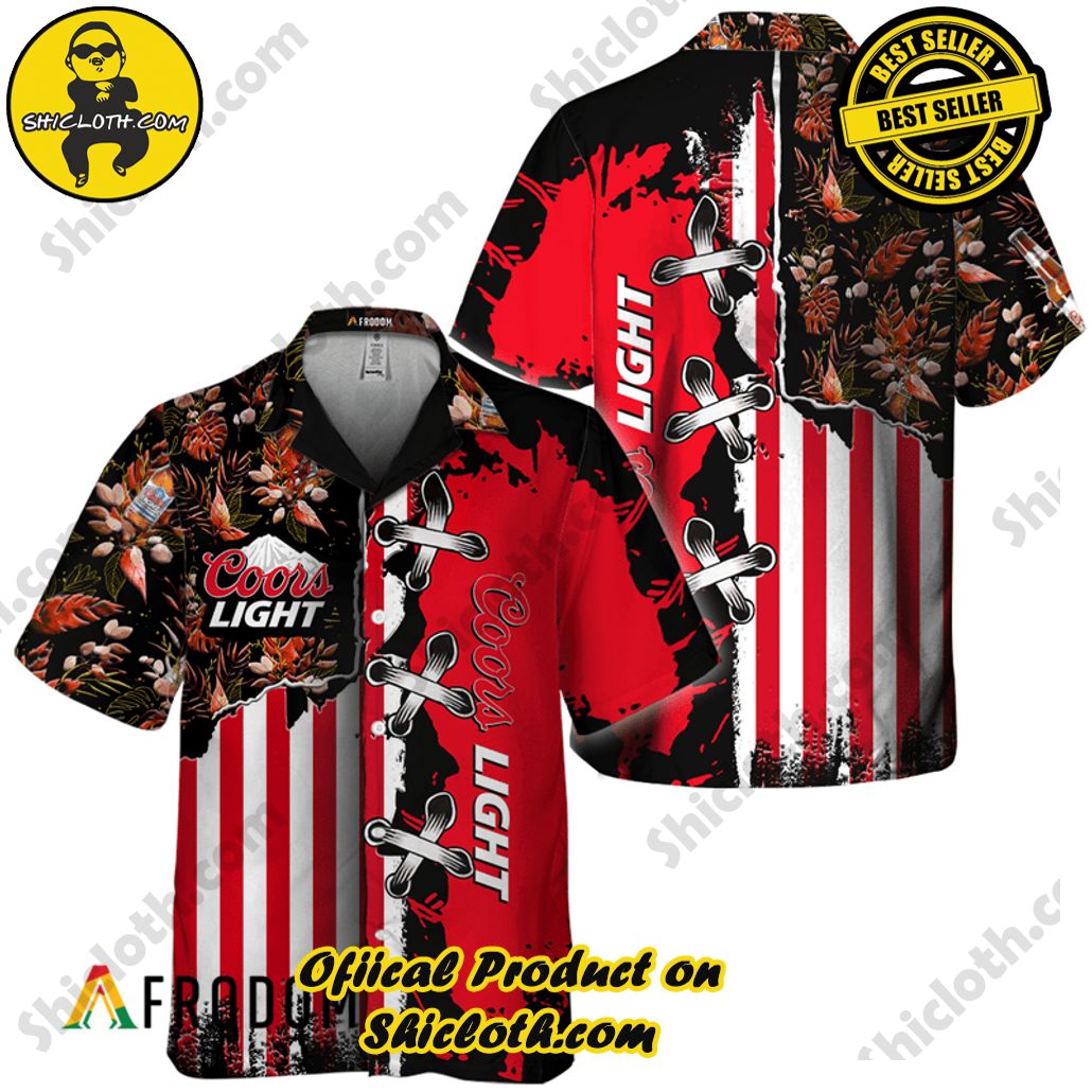 Shicloth's Island Chic: Unleash the Summer Spirit with Our Hawaiian Shirt and Shorts Ensemble 276 Vintage Tropical Flower Coors Light Hawaiian Shirt