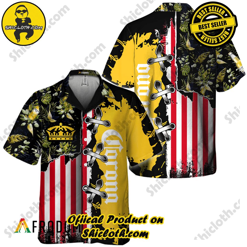 Shicloth's Island Chic: Unleash the Summer Spirit with Our Hawaiian Shirt and Shorts Ensemble 278 Vintage Tropical Flower Corona Extra Hawaiian Shirt