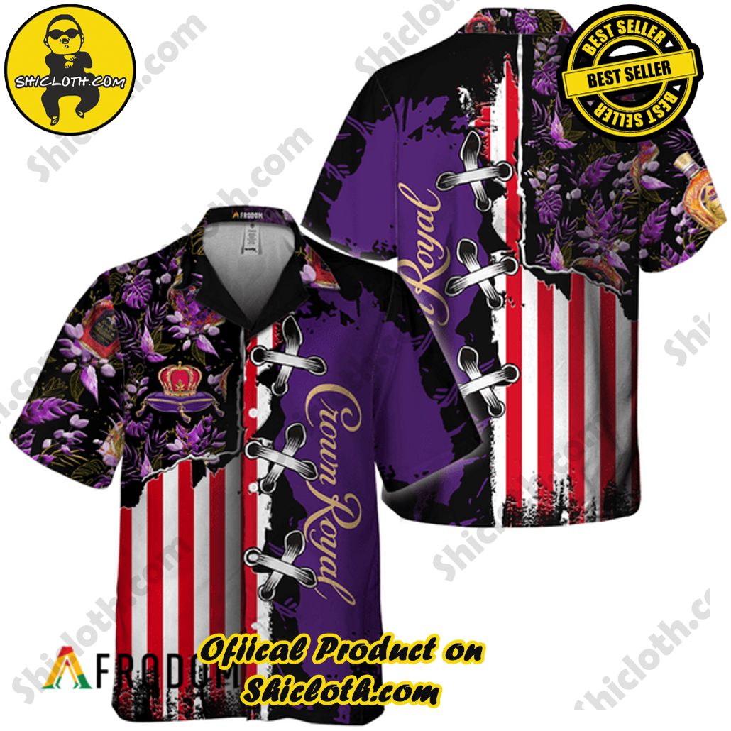 Shicloth's Island Chic: Unleash the Summer Spirit with Our Hawaiian Shirt and Shorts Ensemble 279 Vintage Tropical Flower Crown Royal Hawaiian Shirt