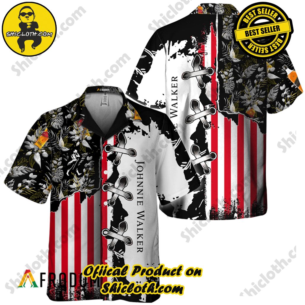 Shicloth's Island Chic: Unleash the Summer Spirit with Our Hawaiian Shirt and Shorts Ensemble 283 Vintage Tropical Flower Johnnie Walker Hawaiian Shirt