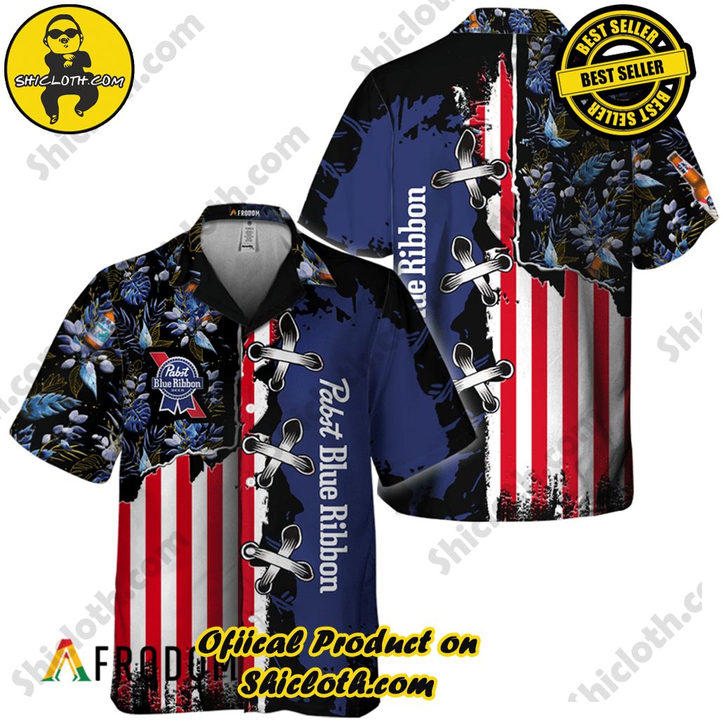 Shicloth's Island Chic: Unleash the Summer Spirit with Our Hawaiian Shirt and Shorts Ensemble 290 Vintage Tropical Flower Pabst Blue Ribbon Hawaiian Shirt