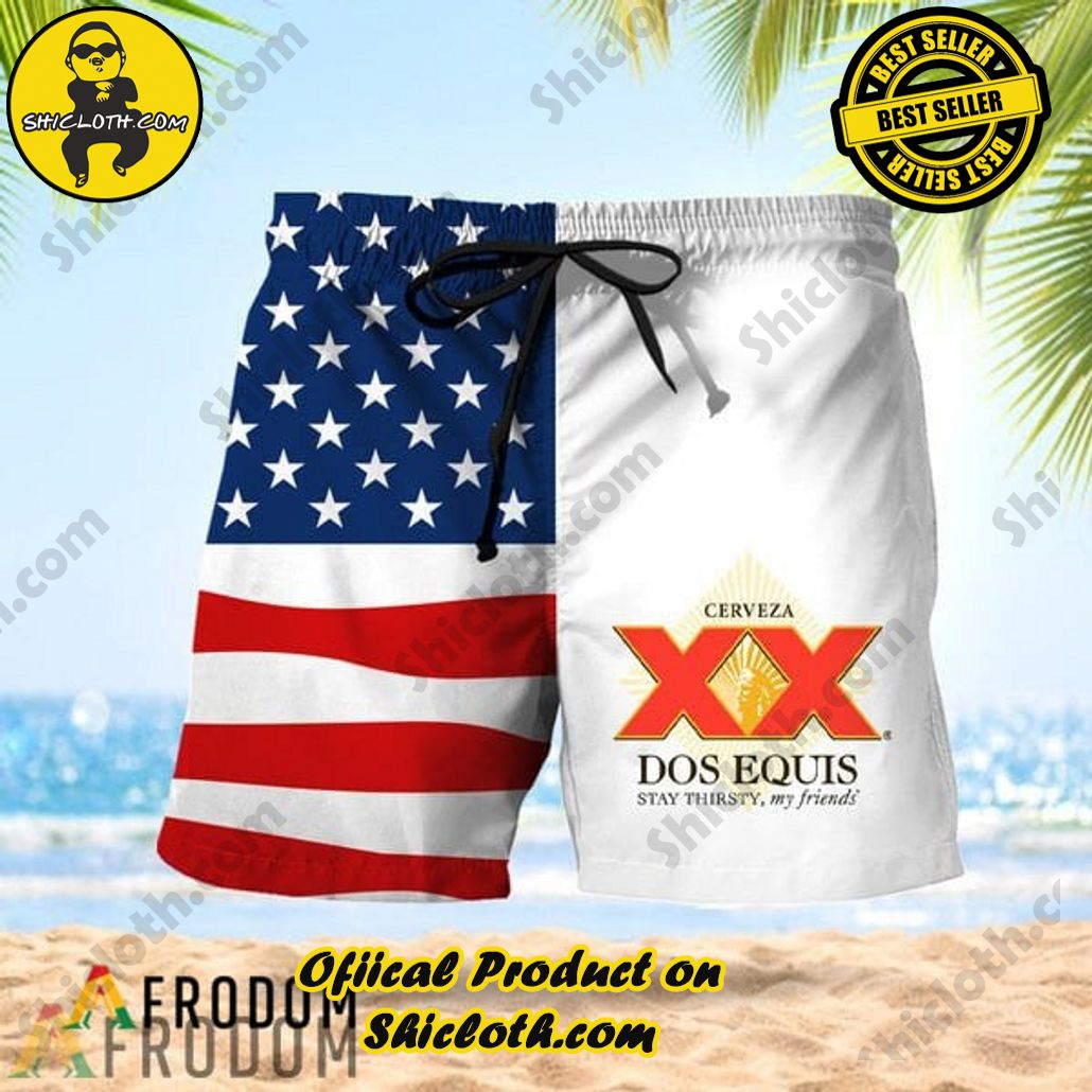 Experience Paradise: Shicloth's Tropical Flower Hawaiian Shorts 67 Vintage USA Flag Fourth Of July Dos Equis Hawaiian Shorts