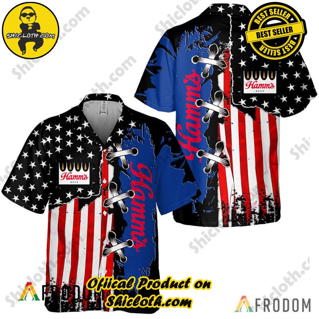 Experience Paradise: Shicloth's Tropical Flower Hawaiian Shorts 82 Vintage USA Flag Hamm's Hawaiian Shirt