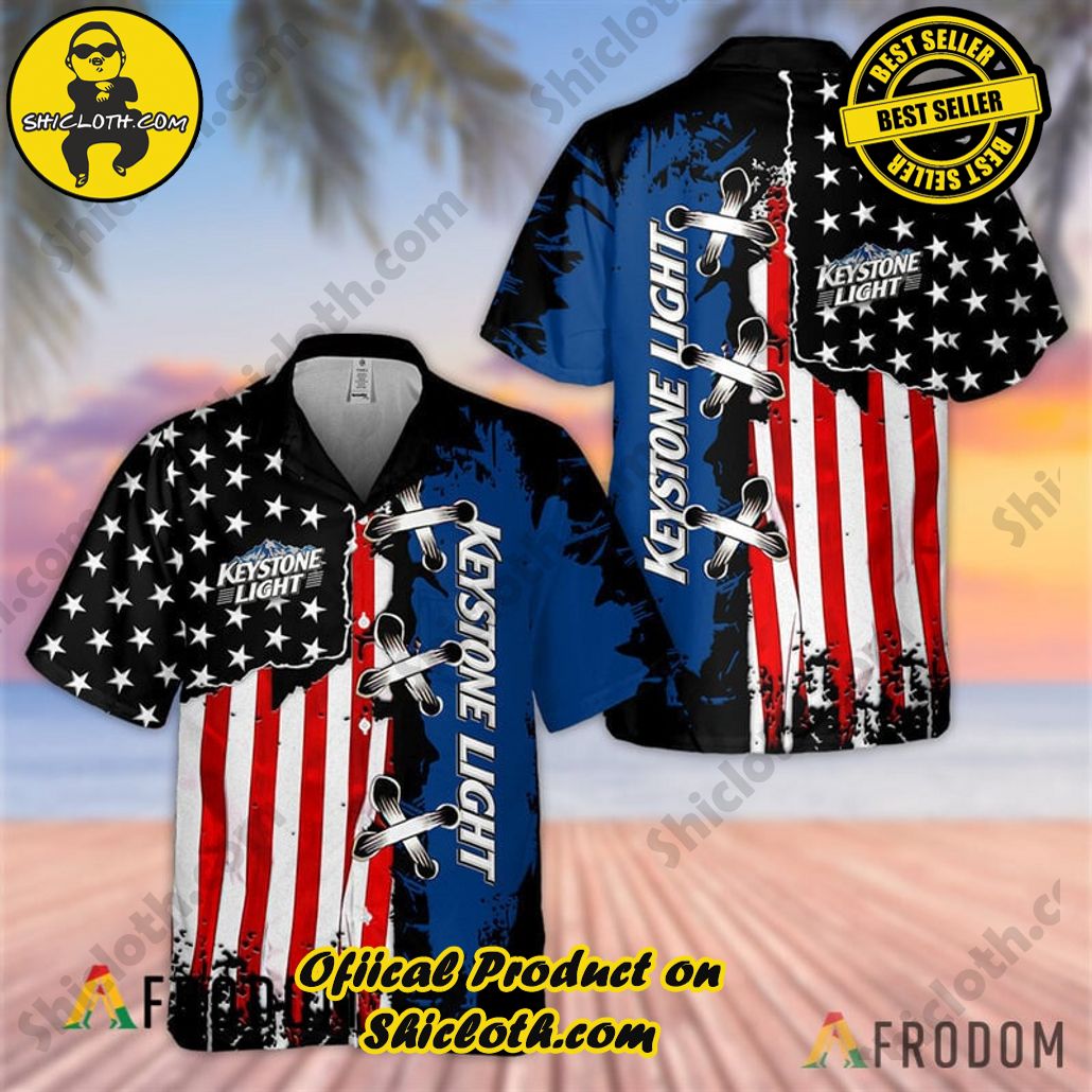 Experience Paradise: Shicloth's Tropical Flower Hawaiian Shorts 83 Vintage USA Flag Keystone Light Hawaiian Shirt