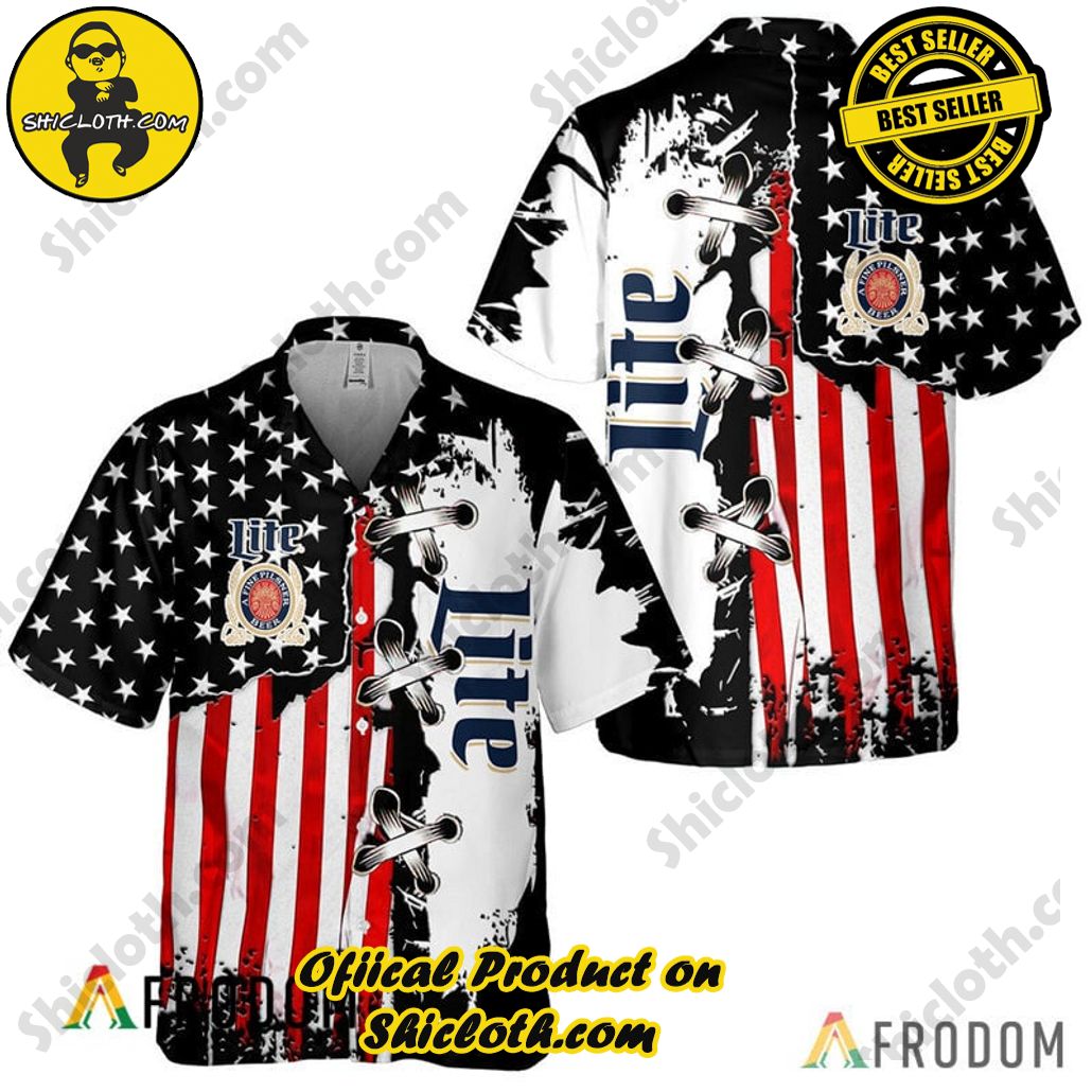 Experience Paradise: Shicloth's Tropical Flower Hawaiian Shorts 84 Vintage USA Flag Miller Lite Hawaiian Shirt