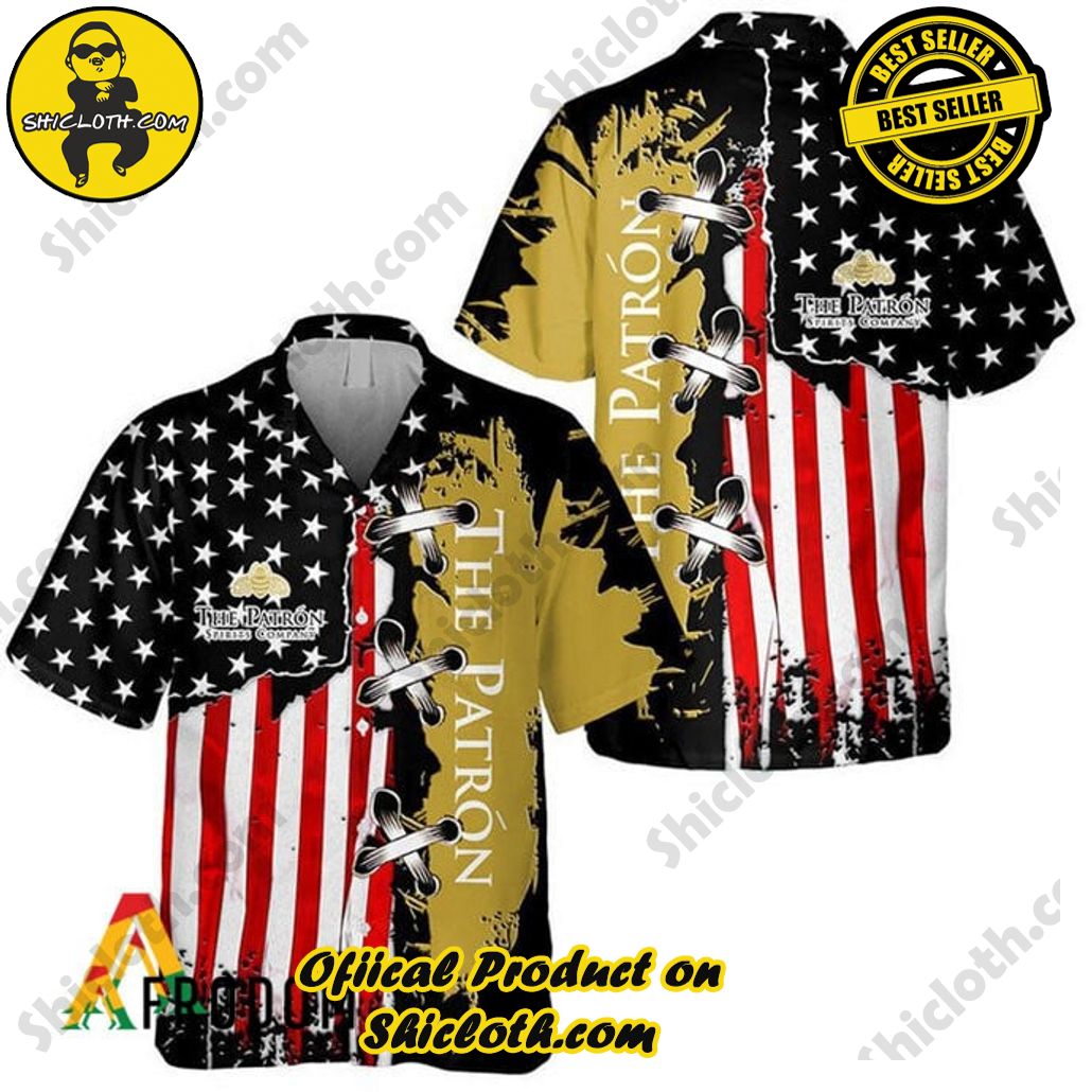 Experience Paradise: Shicloth's Tropical Flower Hawaiian Shorts 85 Vintage USA Flag Patrón Tequila Hawaiian Shirt
