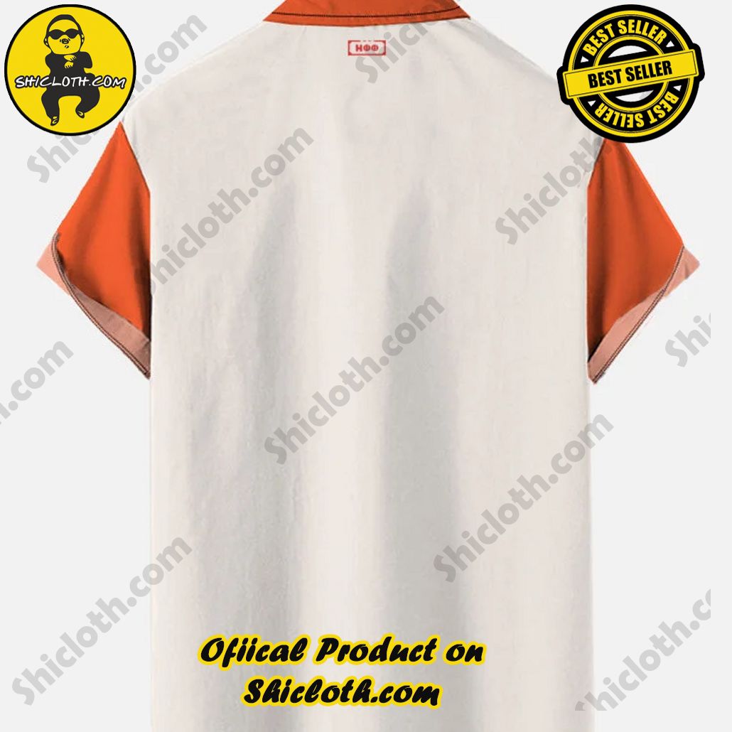 Vintage Wheat And Orange Striped ValentineS Day Space War Drones And Hearts Printing Breast Pocket Short Sleeve Shirt Vintage Wheat And Orange Striped ValentineS Day Space War Drones And Hearts Printing Breast Pocket Short Sleeve Shirt