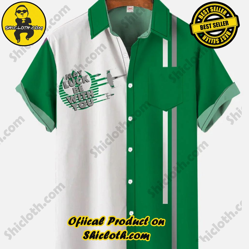 Bare the Breeze: Shiclothshop's Short Sleeve Shirts Unveiled 101 Vintage White And Green Stitching Valentine'S Day Sci-Fi Interstellar Travel Spaceship Printing Breast Pocket Short Sleeve Shirt