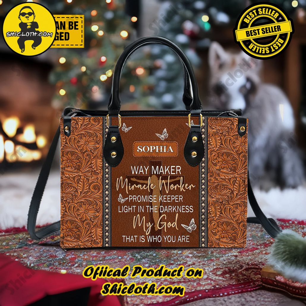 Way Maker Miracle Worker Promise Keeper Customized Leather Handbag Way Maker Miracle Worker Promise Keeper Customized Leather Handbag