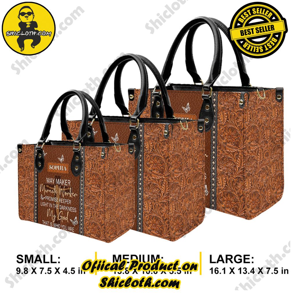 Way Maker Miracle Worker Promise Keeper Customized Leather Handbag Way Maker Miracle Worker Promise Keeper Customized Leather Handbag
