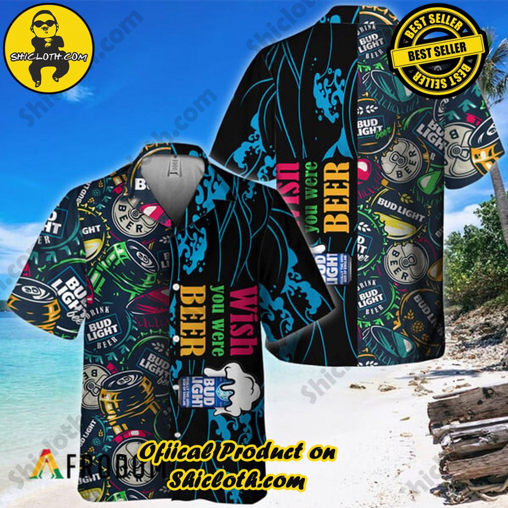 Experience Paradise: Shicloth's Tropical Flower Hawaiian Shorts 87 Wish You Were Beer Bud Light Hawaiian Shirt