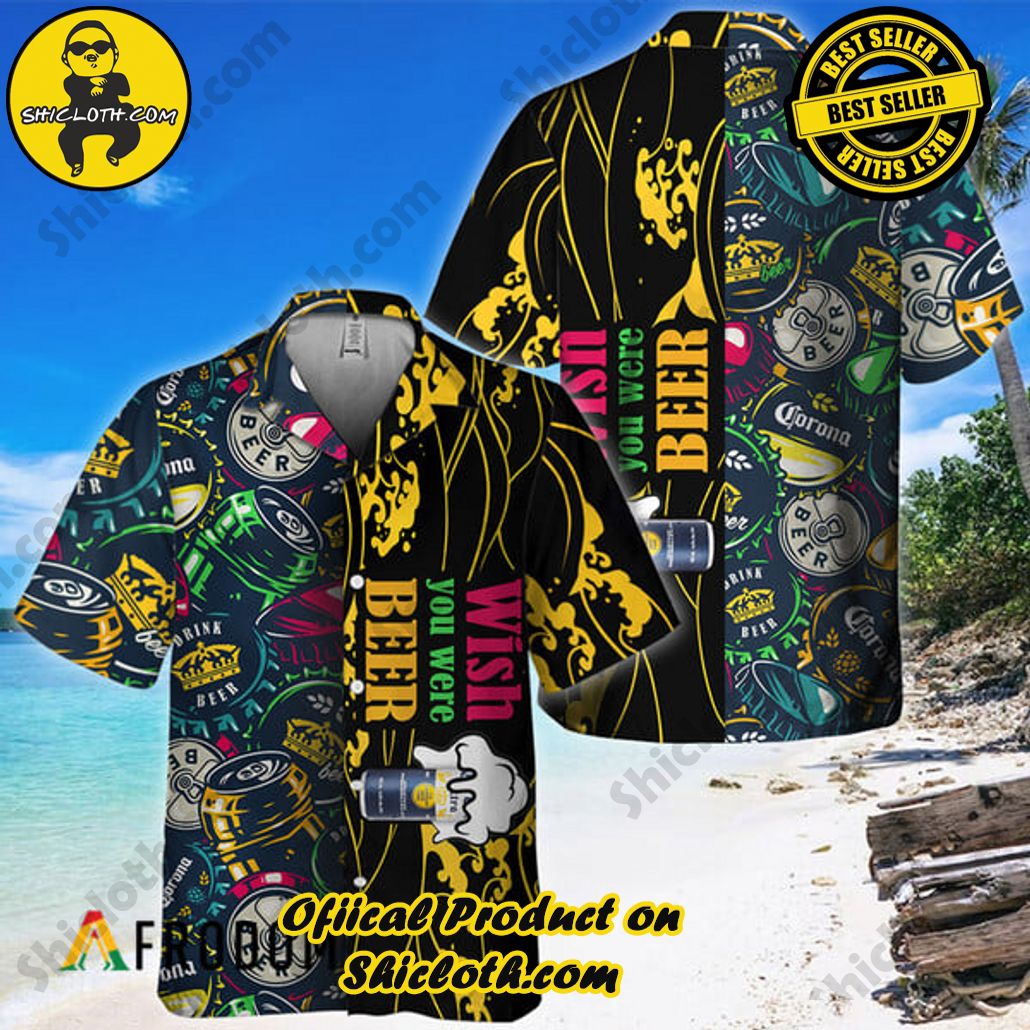 Experience Paradise: Shicloth's Tropical Flower Hawaiian Shorts 94 Wish You Were Beer Corona Extra Hawaiian Shirt