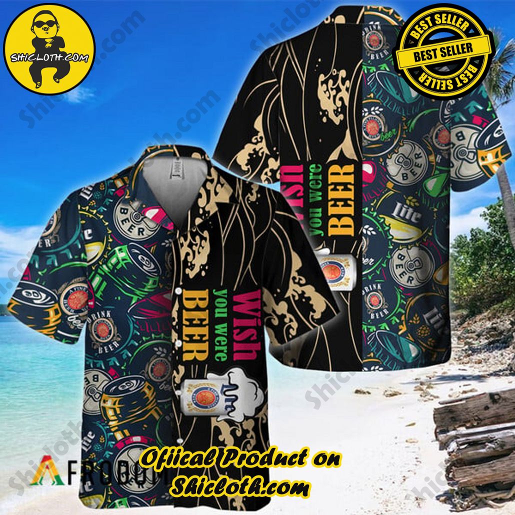 Experience Paradise: Shicloth's Tropical Flower Hawaiian Shorts 97 Wish You Were Beer Miller Lite Hawaiian Shirt