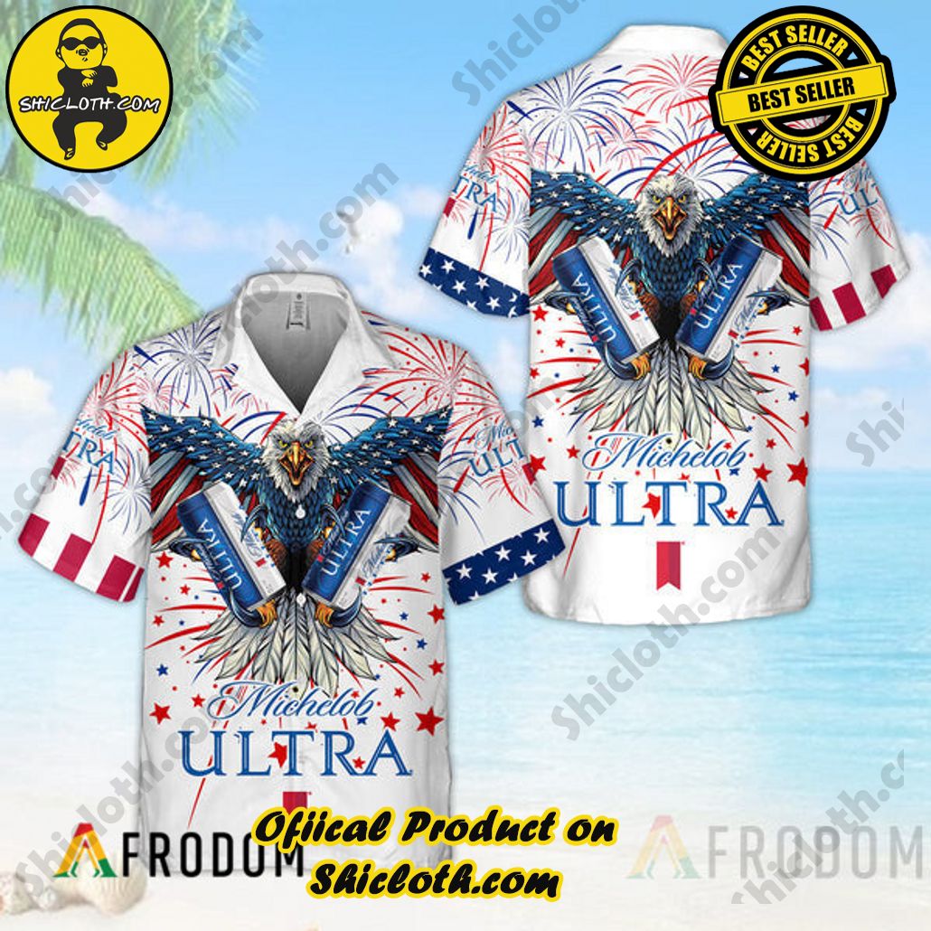 Get Summer Ready: Discover Shicloth's Hawaiian Shirt and Shorts Set Collection 2 Aloha Fireworks Independence Day Eagle Michelob ULTRA Hawaii Shirt