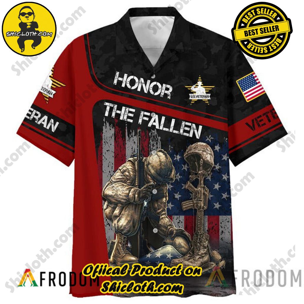 Embrace Island Vibes: Introducing Shicloth's Tropical Paradise Apparel Hawaiian Shirt 17 American Flag Honor The Fallen Veteran Tropical Paradise Apparel Hawaiian Shirt