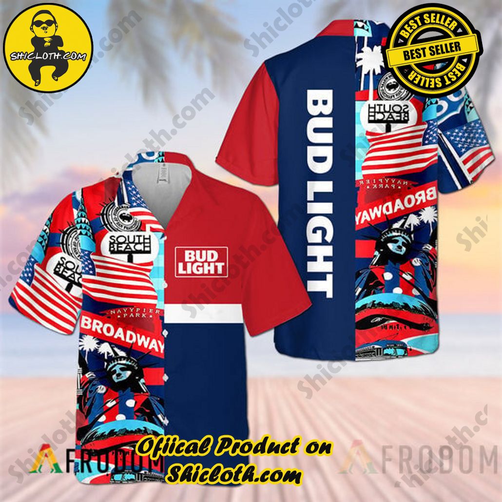 Embrace Island Vibes: Introducing Shicloth's Tropical Paradise Apparel Hawaiian Shirt 18 American Independence Day Bud Light Tropical Paradise Apparel Hawaiian Shirt