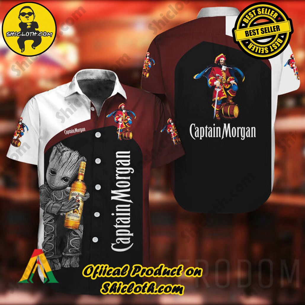 Explore Paradise: Introducing Shicloth's Hawaiian Shirt and Shorts Set 6 Baby Groot Captain Morgan Button Shirt