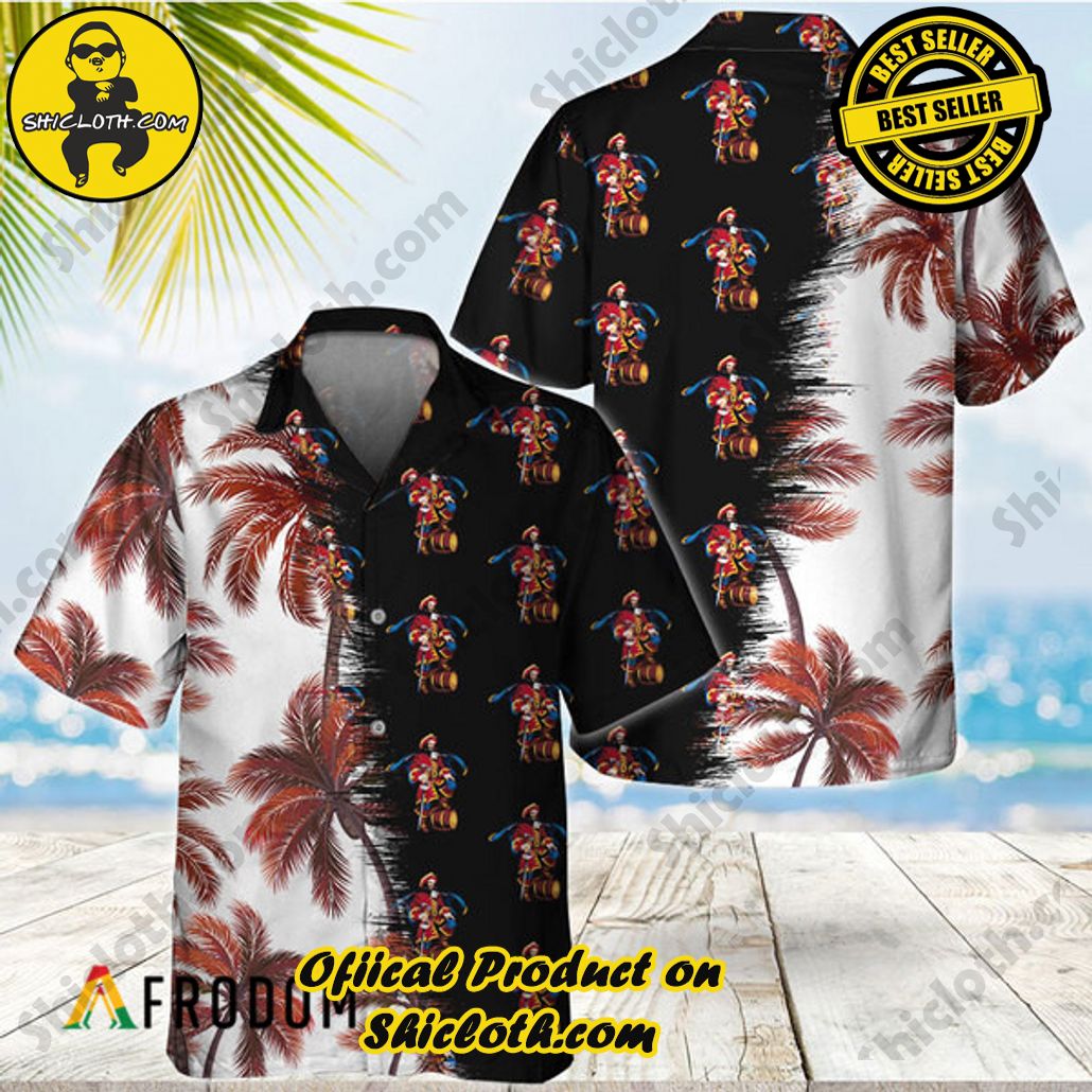 Explore Paradise: Introducing Shicloth's Hawaiian Shirt and Shorts Set 10 Black Captain Morgan Match Palm Trees Hawaiian Shirt