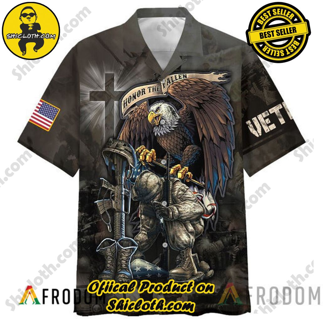 Embrace Island Vibes: Introducing Shicloth's Tropical Paradise Apparel Hawaiian Shirt 37 Black Soldier Cross Honor The Fallen Veteran Tropical Paradise Apparel Hawaiian Shirt