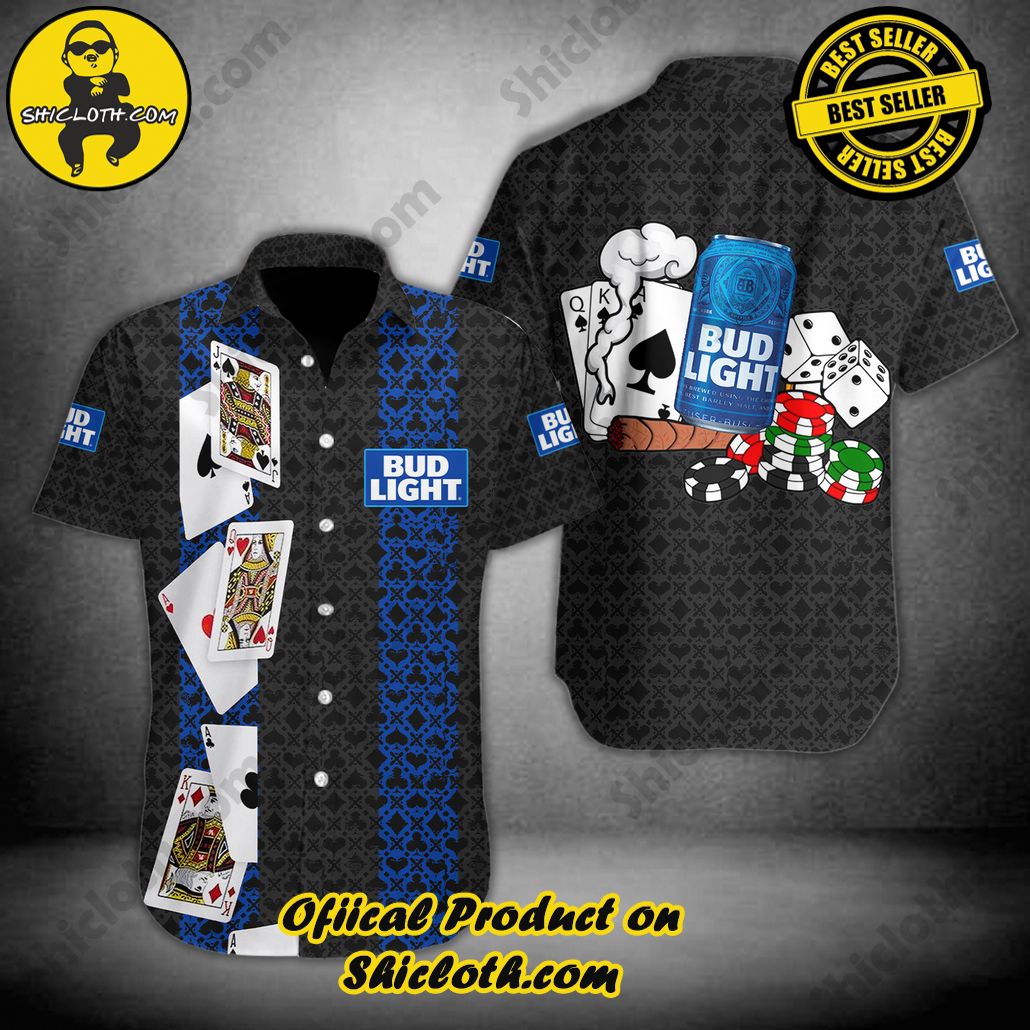 Discover Island Elegance: Shiclothshop's Style Summer Hawaiian Shirt 3 Bud Light Black Jack Style Summer Hawaiian Shirt