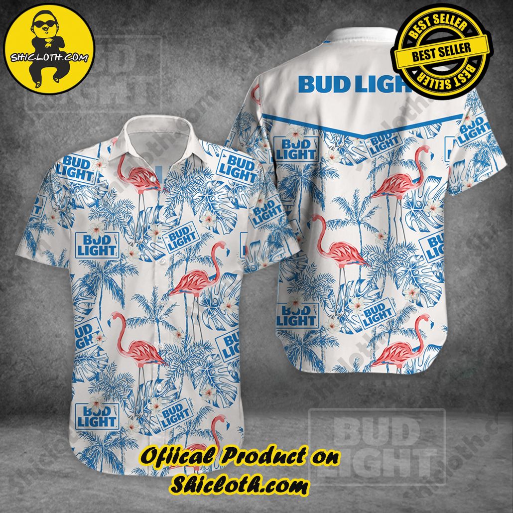 Tropical Vibes: Introducing Shicloth's Hawaiian Shirt 5 Bud Light Flamingo Button Shirt