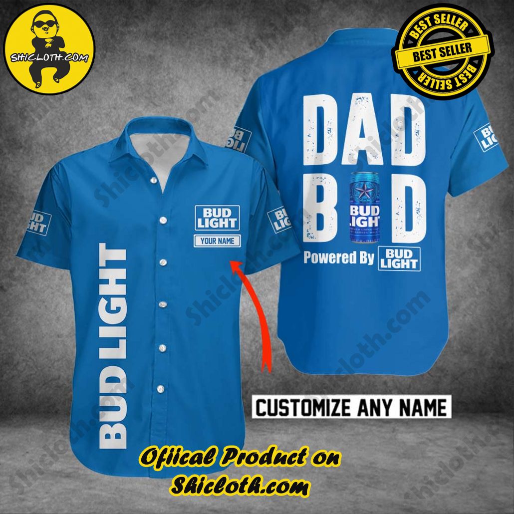 Get Summer Ready: Discover Shicloth's Hawaiian Shirt and Shorts Set Collection 7 Bud Light Personalized Dad Bod Button Shirt