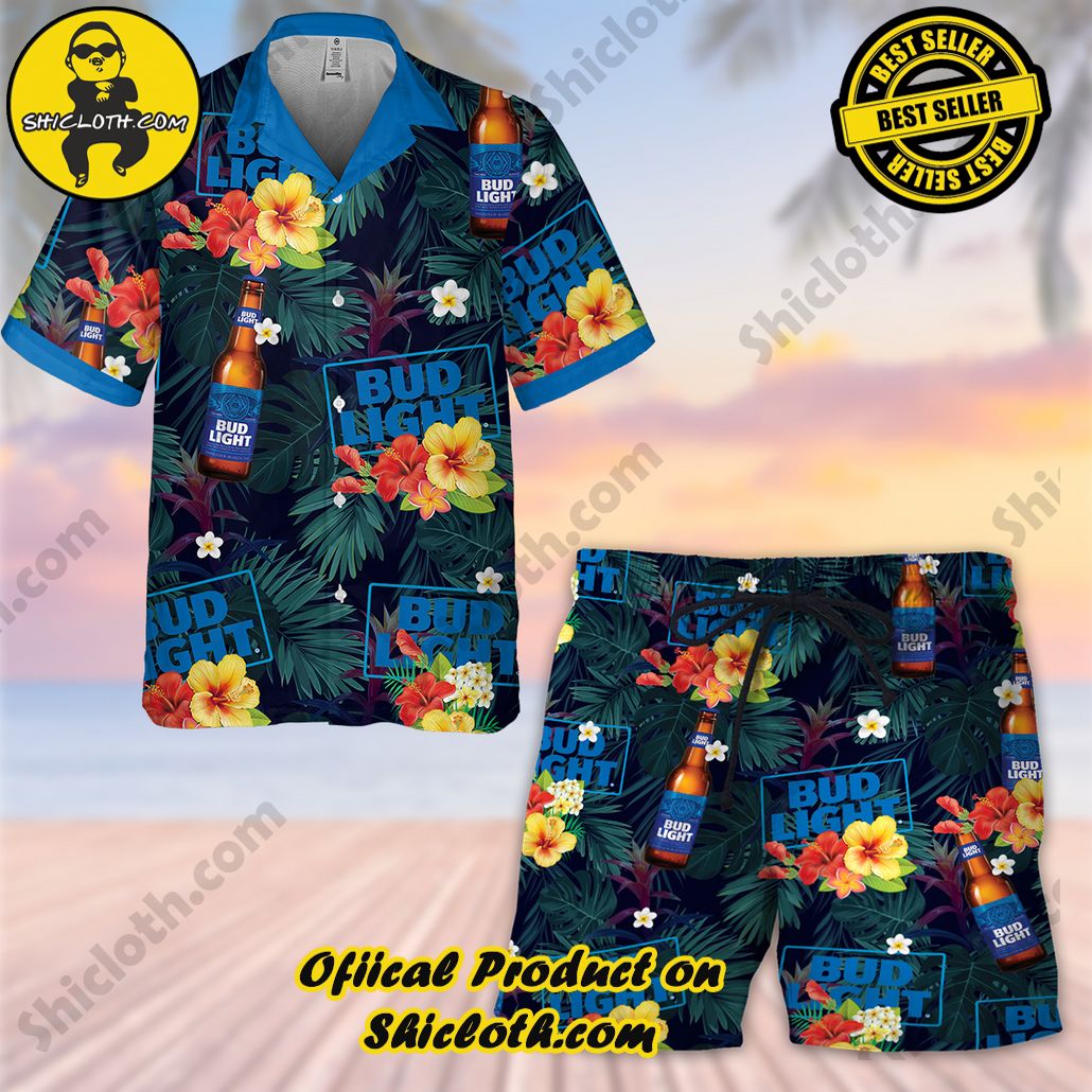 Discover Island Elegance: Shiclothshop's Style Summer Hawaiian Shirt 12 Bud Light Style Summer Hawaiian Shirt and Shorts Set
