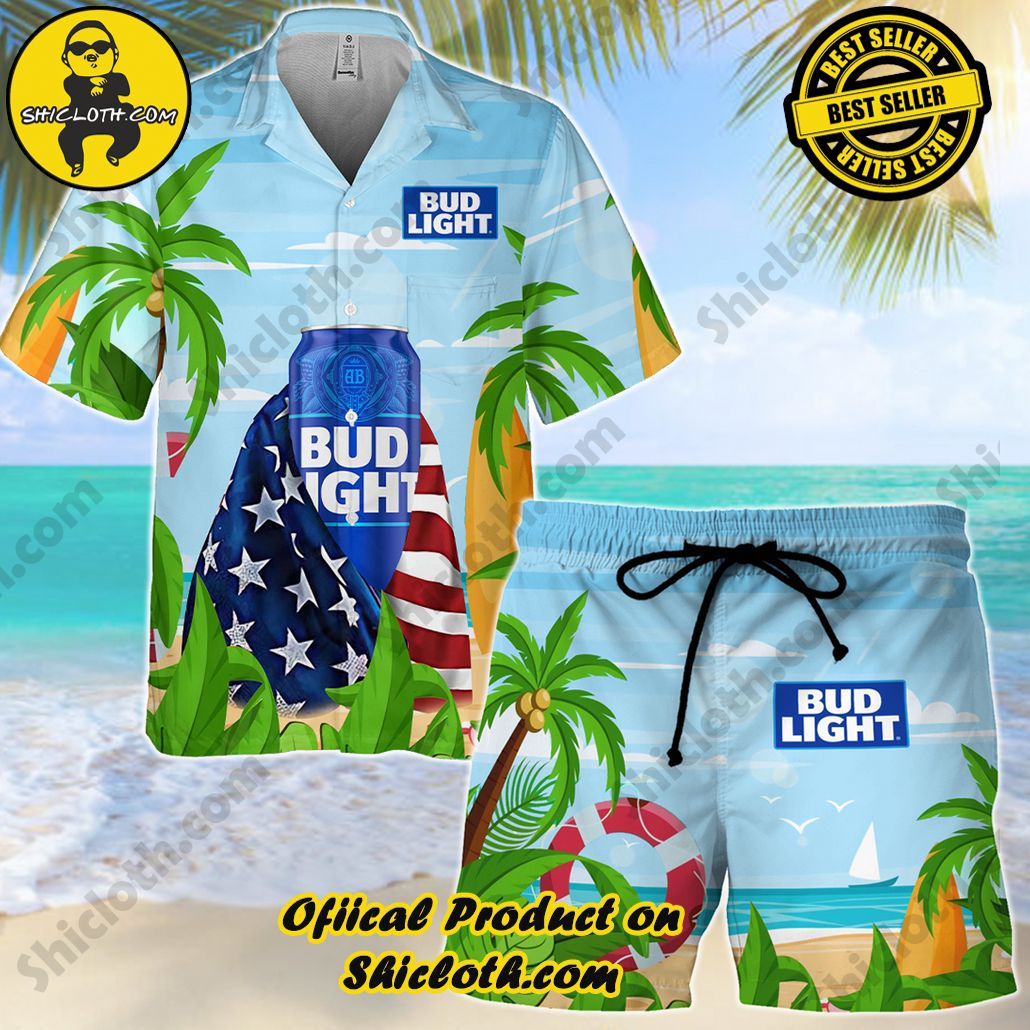 Discover Island Elegance: Shiclothshop's Style Summer Hawaiian Shirt 13 Bud Light Summer Style Summer Hawaiian Shirt And Shorts Set