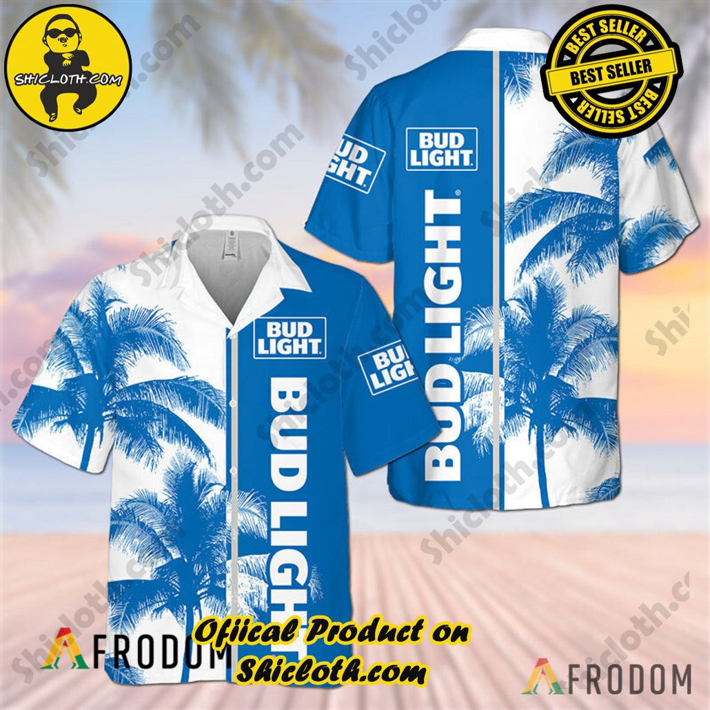 Embrace Island Vibes: Introducing Shicloth's Tropical Paradise Apparel Hawaiian Shirt 39 Bud Light Tropical Coconut Trees Tropical Paradise Apparel Hawaiian Shirt