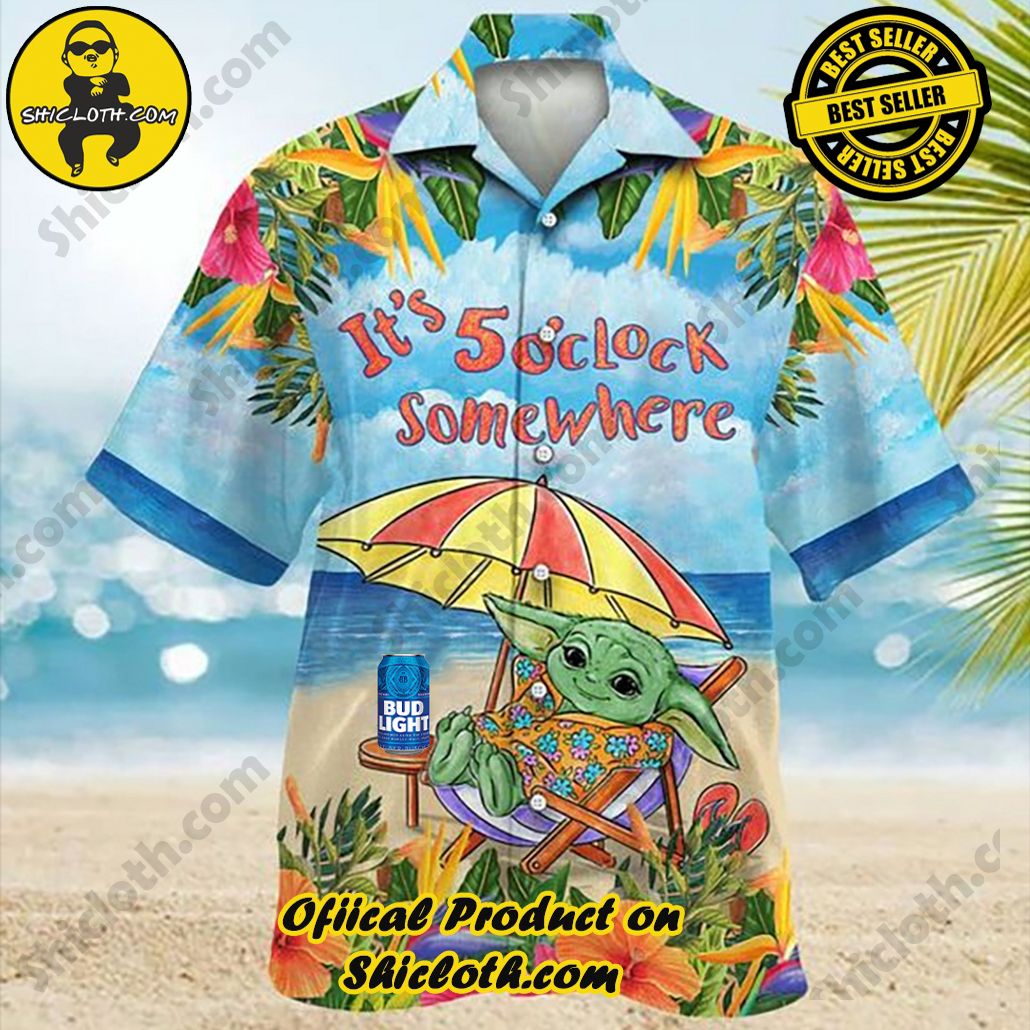 Embrace Island Vibes: Introducing Shicloth's Tropical Paradise Apparel Hawaiian Shirt 40 Bud Light Yoda Tropical Paradise Apparel Hawaiian Shirt