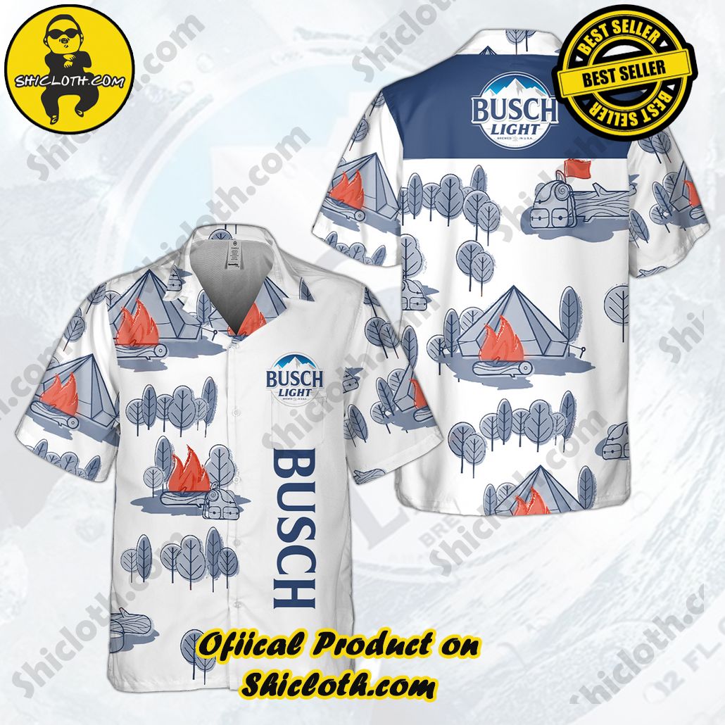 Tropical Vibes Meet Classic Elegance: Explore Shicloth's Button and Hawaiian Shirt Collection 19 Busch Light Camping Hawaiian Shirt