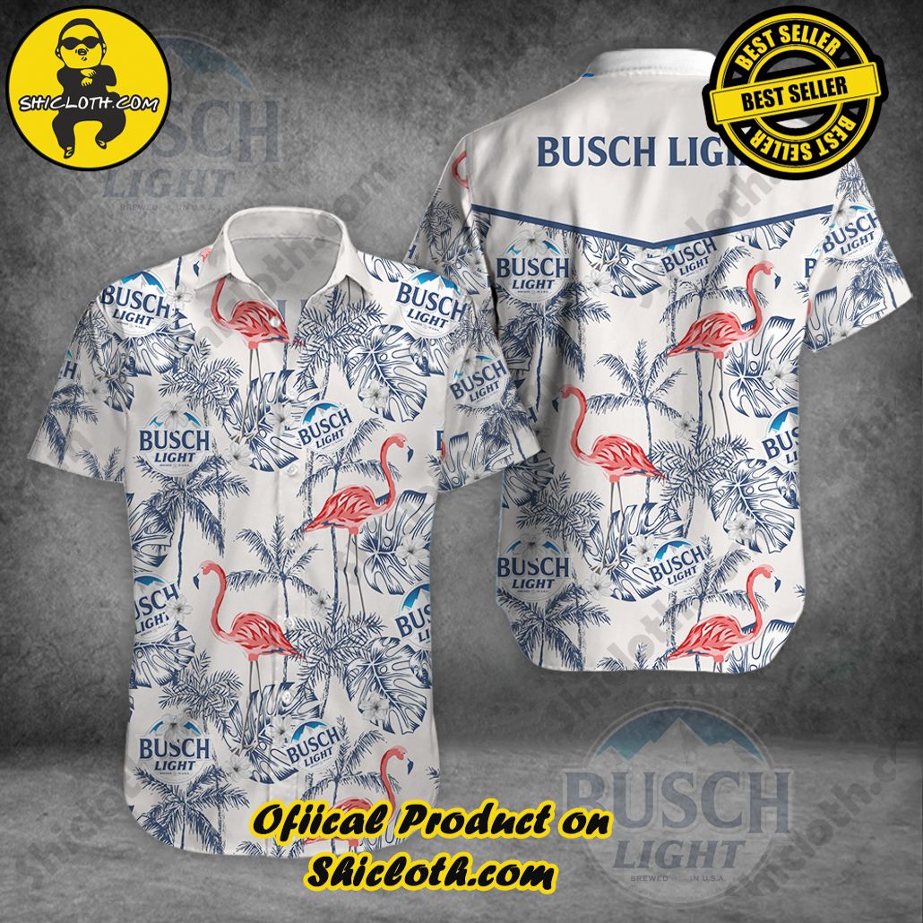 Get Summer Ready: Discover Shicloth's Hawaiian Shirt and Shorts Set Collection 15 Busch Light Flamingo Button Shirt