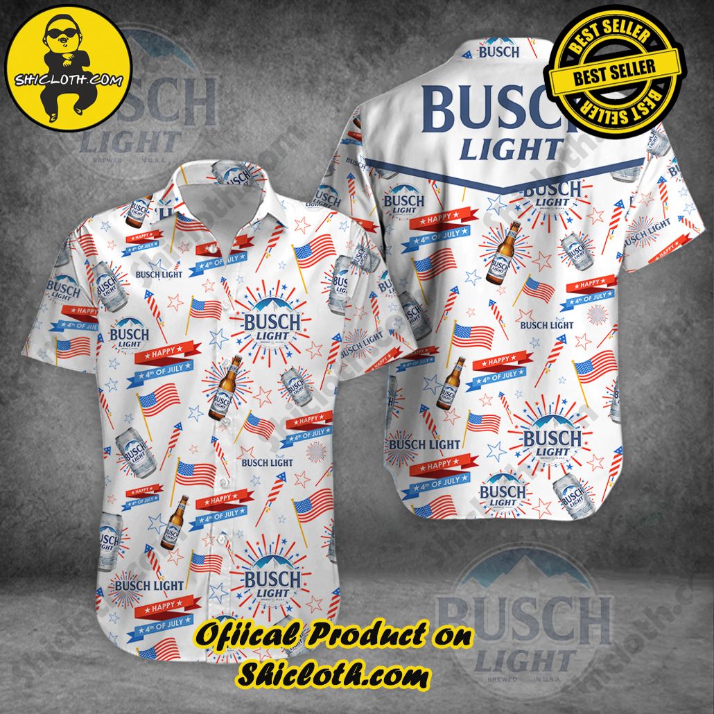 Tropical Vibes: Introducing Shicloth's Hawaiian Shirt 17 Busch Light Independence Day Button Shirt