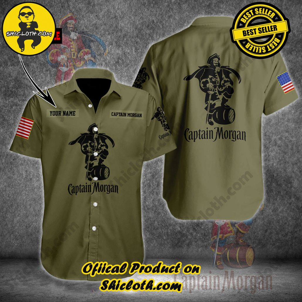 Tropical Vibes Meet Classic Elegance: Explore Shicloth's Button and Hawaiian Shirt Collection 24 Captain Morgan Military Green Personalized Button Shirt