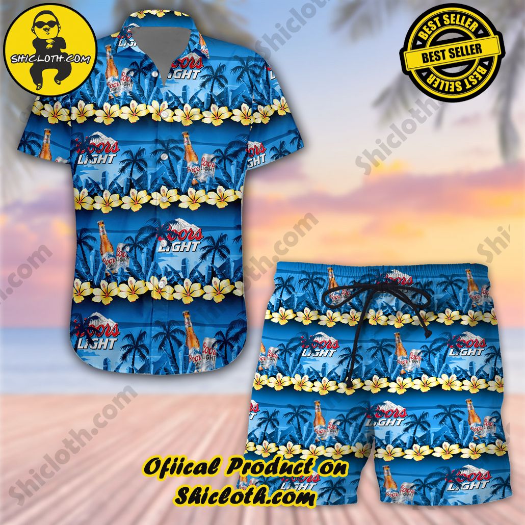 Discover Island Elegance: Shiclothshop's Style Summer Hawaiian Shirt 25 Coor Light Tropical Style Summer Hawaiian Shirt and Shorts Set
