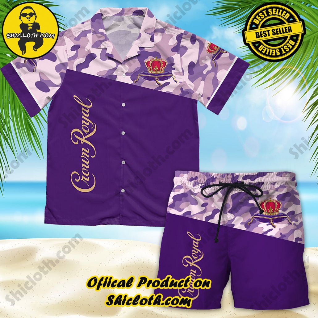 Explore Paradise: Introducing Shicloth's Hawaiian Shirt and Shorts Set 21 Crown Royal Camouflage Beach Shorts and Shirt
