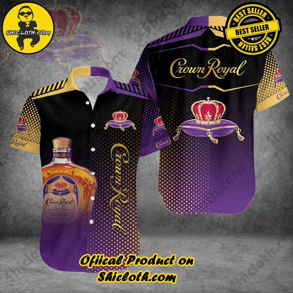 Discover Island Elegance: Shiclothshop's Style Summer Hawaiian Shirt 30 Crown Royal Halftone Triangle Style Summer Hawaiian Shirt