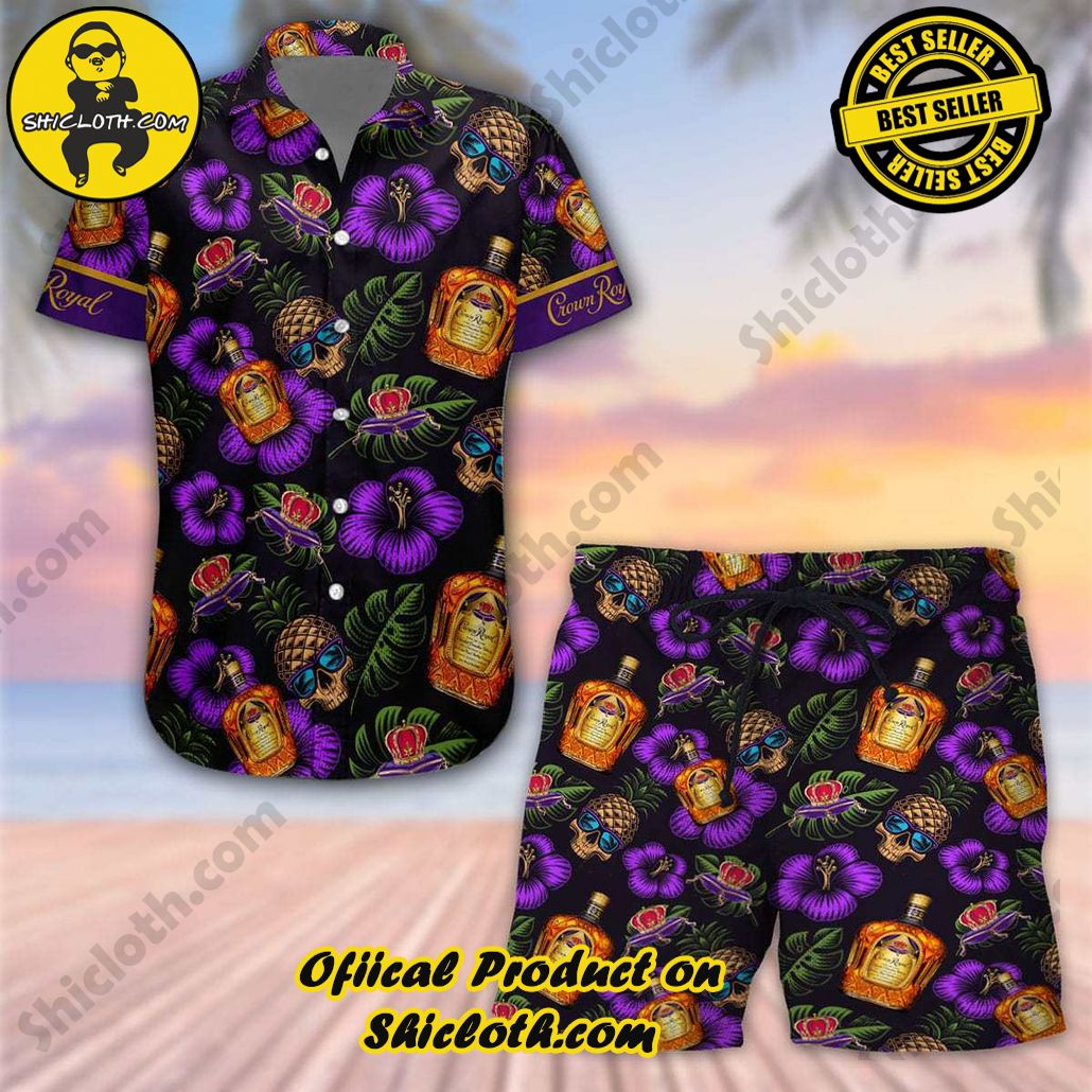Discover Island Elegance: Shiclothshop's Style Summer Hawaiian Shirt 36 Crown Royal Skull Tropical Style Summer Hawaiian Shirt and Shorts Set