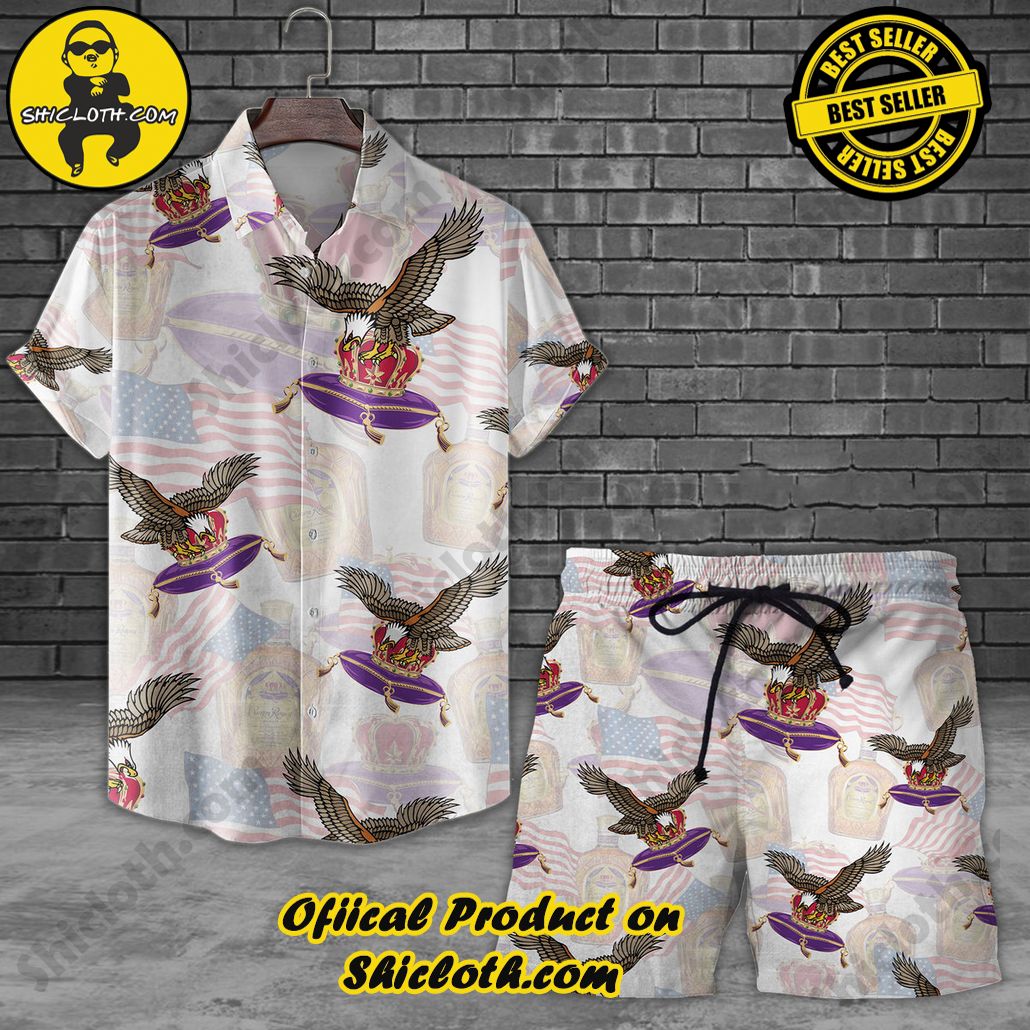 Discover Island Elegance: Shiclothshop's Style Summer Hawaiian Shirt 50 Crown Royal US Flag Style Summer Hawaiian Shirt And Shorts Set