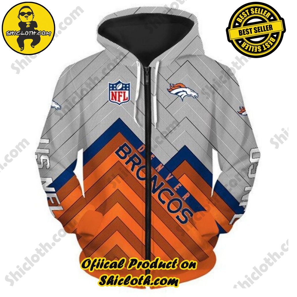 Elevate Your Casual Style with Shicloth's Hoodie and Zipper Hoodie Collection 24 Denver Broncos NFL Team Zipper Hoodie