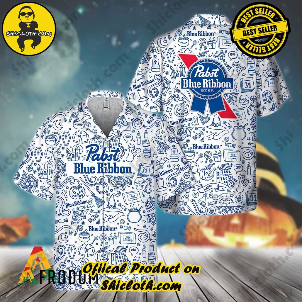 Explore Paradise: Introducing Shicloth's Hawaiian Shirt and Shorts Set 31 Doodle Art Pabst Blue Ribbon Hawaiian Shirt